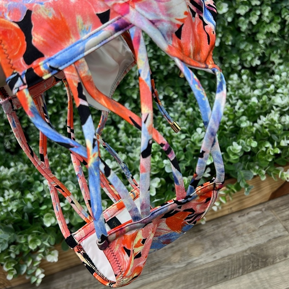 Victoria's Secret Strappy Longline Tropical Floral Bikini Swim Set NEW - Picture 12 of 16